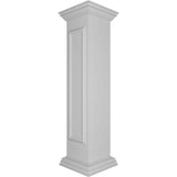 Ekena Millwork End 48 in. x 10 in. White Box Newel Post with Panel, Peaked Capital and Base Trim (Installation Kit Included)