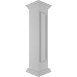 Ekena Millwork End 48 in. x 10 in. White Box Newel Post with Panel, Peaked Capital and Base Trim (Installation Kit Included)