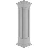 Ekena Millwork End 48 in. x 10 in. White Box Newel Post with Panel, Peaked Capital and Base Trim (Installation Kit Included)