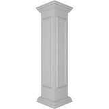 Ekena Millwork End 48 in. x 10 in. White Box Newel Post with Panel, Peaked Capital and Base Trim (Installation Kit Included)