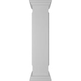 Ekena Millwork Straight 48 in. x 10 in. White Box Newel Post with Panel, Flat Capital and Base Trim (Installation Kit Included)