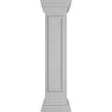 Ekena Millwork Straight 48 in. x 10 in. White Box Newel Post with Panel, Flat Capital and Base Trim (Installation Kit Included)