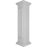 Ekena Millwork Straight 48 in. x 10 in. White Box Newel Post with Panel, Flat Capital and Base Trim (Installation Kit Included)