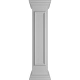 Ekena Millwork Straight 48 in. x 10 in. White Box Newel Post with Panel, Flat Capital and Base Trim (Installation Kit Included)
