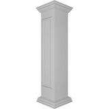 Ekena Millwork Straight 48 in. x 10 in. White Box Newel Post with Panel, Flat Capital and Base Trim (Installation Kit Included)