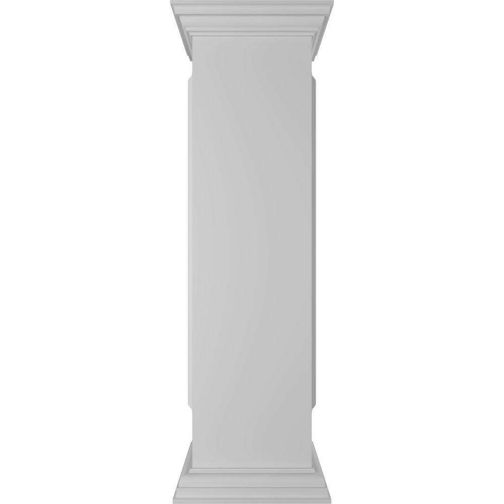 Ekena Millwork End 48 in. x 12 in. White Box Newel Post with Panel, Flat Capital and Base Trim (Installation Kit Included)