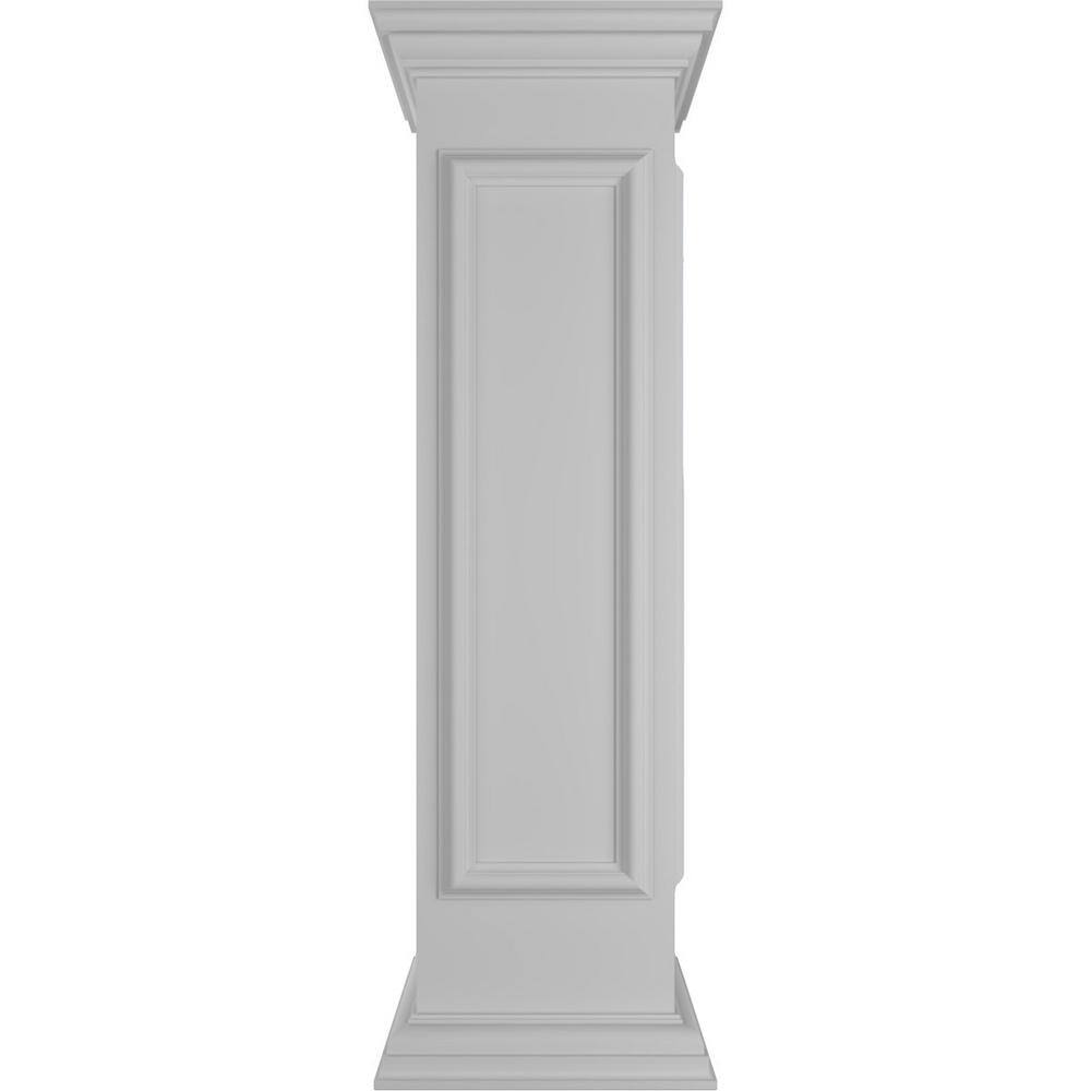 Ekena Millwork End 48 in. x 12 in. White Box Newel Post with Panel, Flat Capital and Base Trim (Installation Kit Included)