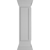 Ekena Millwork End 48 in. x 12 in. White Box Newel Post with Panel, Flat Capital and Base Trim (Installation Kit Included)