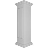 Ekena Millwork End 48 in. x 12 in. White Box Newel Post with Panel, Flat Capital and Base Trim (Installation Kit Included)