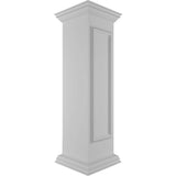 Ekena Millwork End 48 in. x 12 in. White Box Newel Post with Panel, Flat Capital and Base Trim (Installation Kit Included)