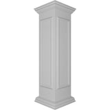 Ekena Millwork End 48 in. x 12 in. White Box Newel Post with Panel, Flat Capital and Base Trim (Installation Kit Included)