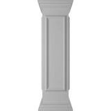 Ekena Millwork End 48 in. x 12 in. White Box Newel Post with Panel, Peaked Capital and Base Trim (Installation Kit Included)