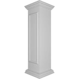 Ekena Millwork End 48 in. x 12 in. White Box Newel Post with Panel, Peaked Capital and Base Trim (Installation Kit Included)