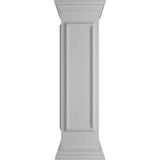 Ekena Millwork End 48 in. x 12 in. White Box Newel Post with Panel, Peaked Capital and Base Trim (Installation Kit Included)