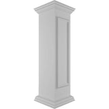 Ekena Millwork End 48 in. x 12 in. White Box Newel Post with Panel, Peaked Capital and Base Trim (Installation Kit Included)
