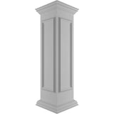 Ekena Millwork End 48 in. x 12 in. White Box Newel Post with Panel, Peaked Capital and Base Trim (Installation Kit Included)