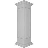 Ekena Millwork End 48 in. x 12 in. White Box Newel Post with Panel, Peaked Capital and Base Trim (Installation Kit Included)