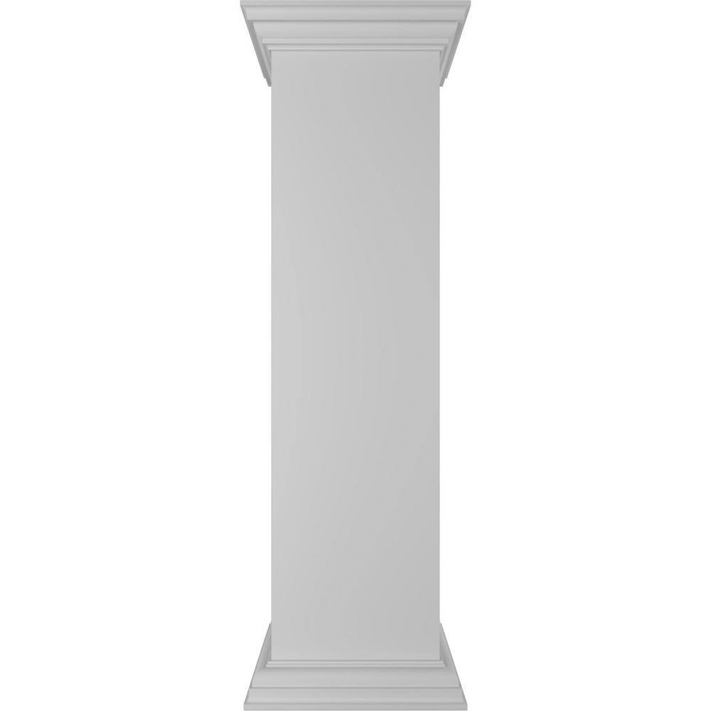 Ekena Millwork Plain 48 in. x 12 in. White Box Newel Post, Flat Capital and Base Trim (Installation Kit Included)