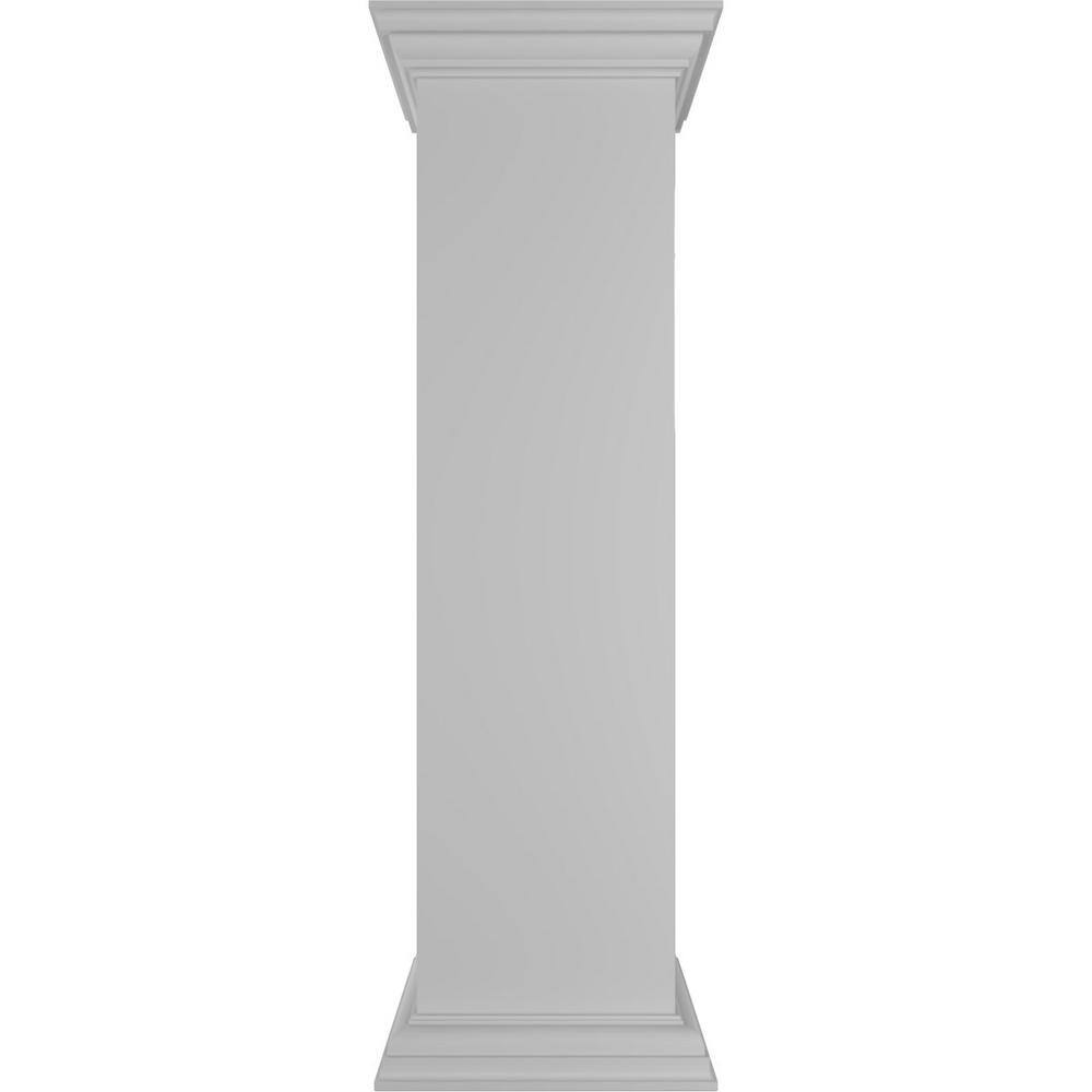 Ekena Millwork Plain 48 in. x 12 in. White Box Newel Post, Flat Capital and Base Trim (Installation Kit Included)