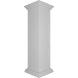 Ekena Millwork Plain 48 in. x 12 in. White Box Newel Post, Flat Capital and Base Trim (Installation Kit Included)