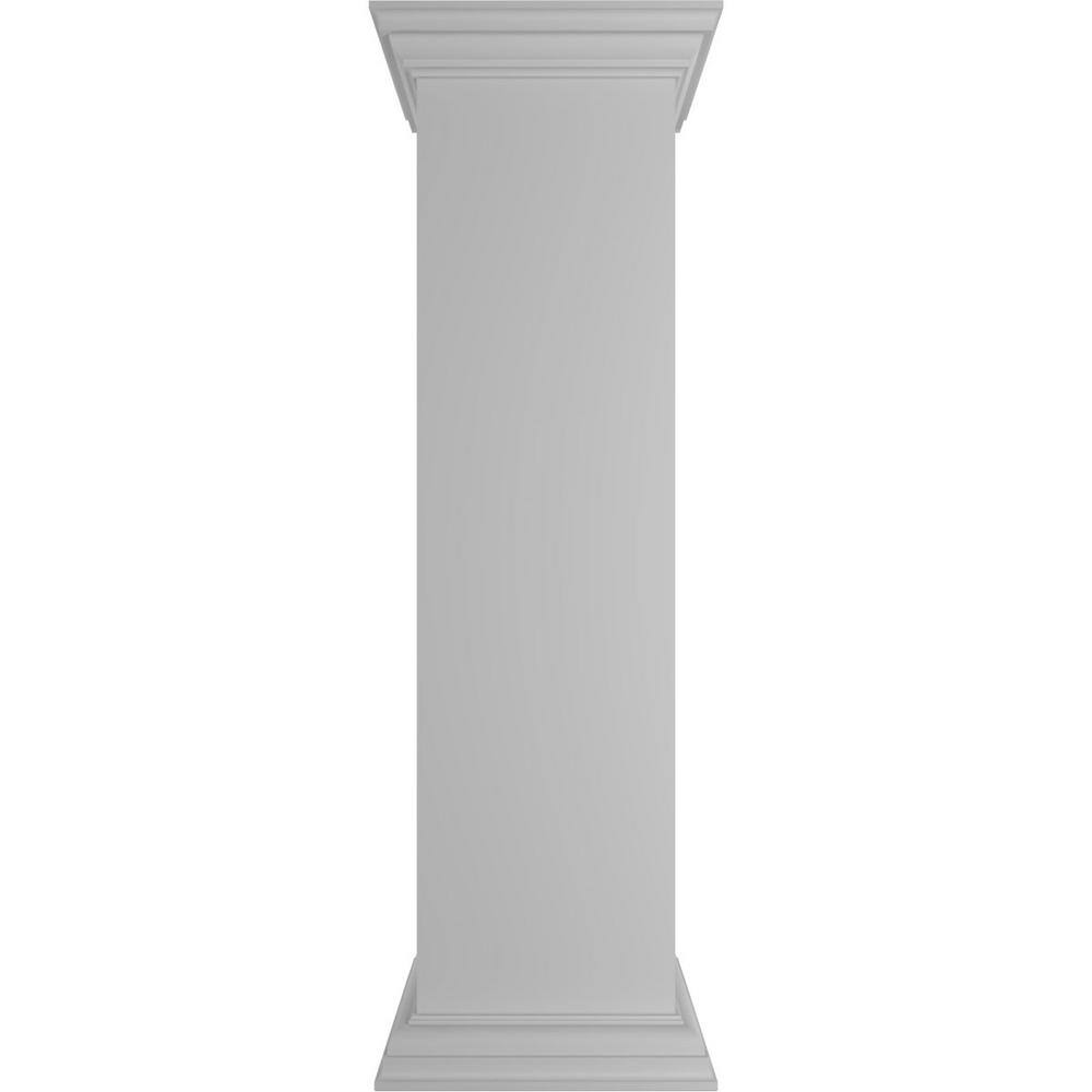 Ekena Millwork Plain 48 in. x 12 in. White Box Newel Post, Flat Capital and Base Trim (Installation Kit Included)
