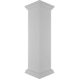 Ekena Millwork Plain 48 in. x 12 in. White Box Newel Post, Flat Capital and Base Trim (Installation Kit Included)