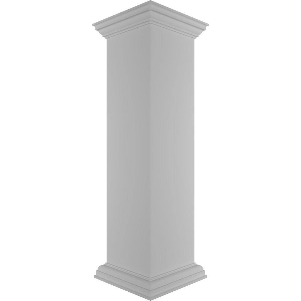 Ekena Millwork Plain 48 in. x 12 in. White Box Newel Post, Flat Capital and Base Trim (Installation Kit Included)