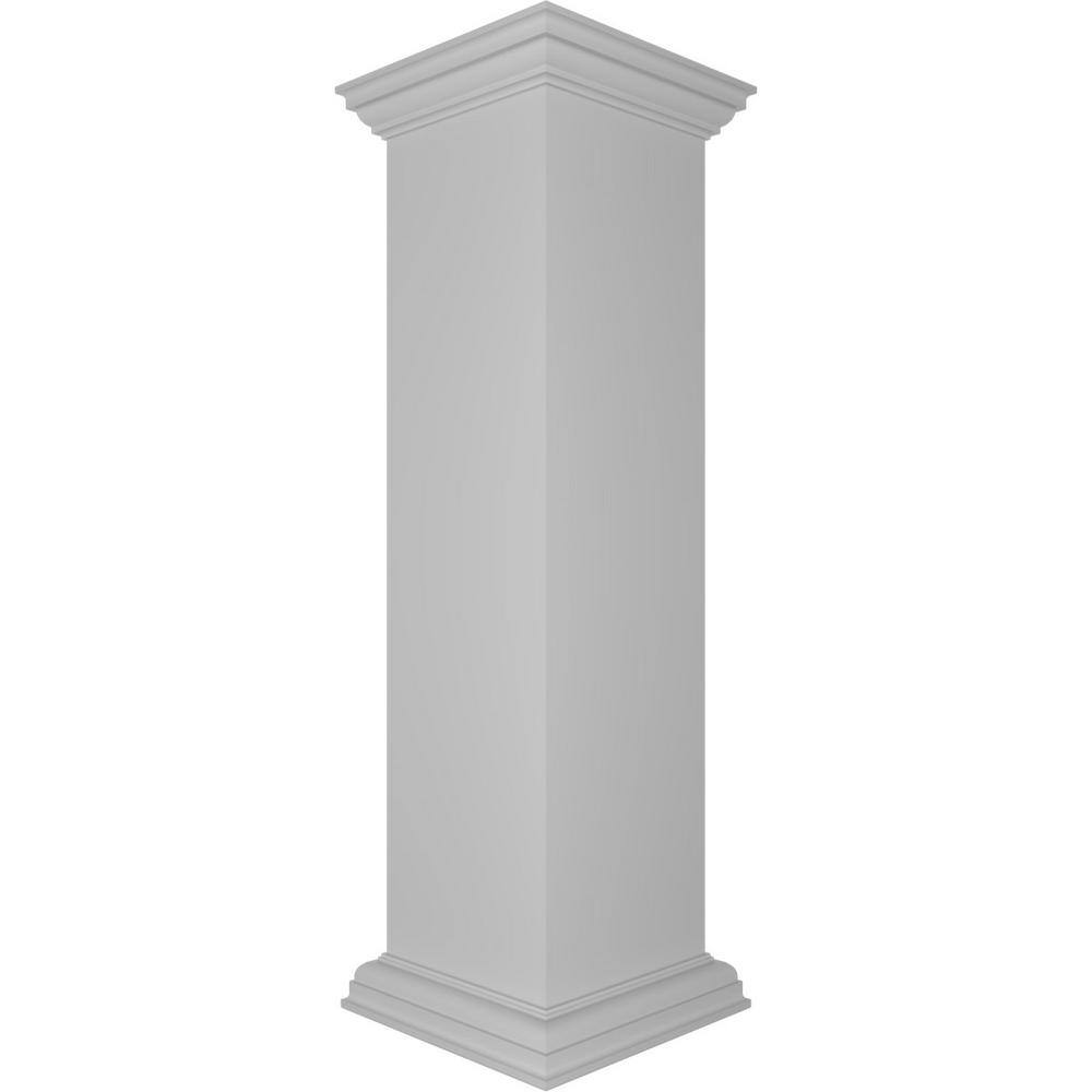 Ekena Millwork Plain 48 in. x 12 in. White Box Newel Post, Flat Capital and Base Trim (Installation Kit Included)