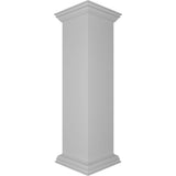 Ekena Millwork Plain 48 in. x 12 in. White Box Newel Post, Flat Capital and Base Trim (Installation Kit Included)