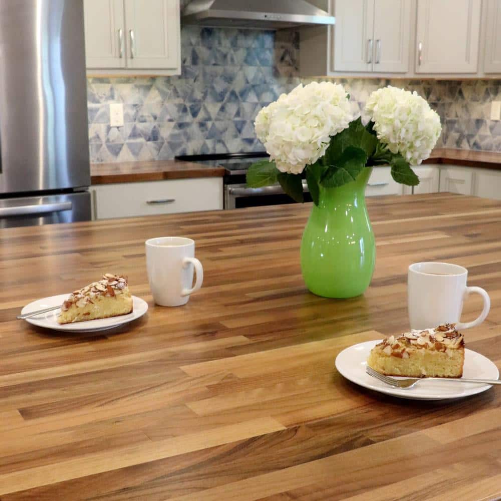 HARDWOOD REFLECTIONS 4 ft. L x 25 in. D Unfinished Walnut Solid Wood Butcher Block Countertop With Square Edge