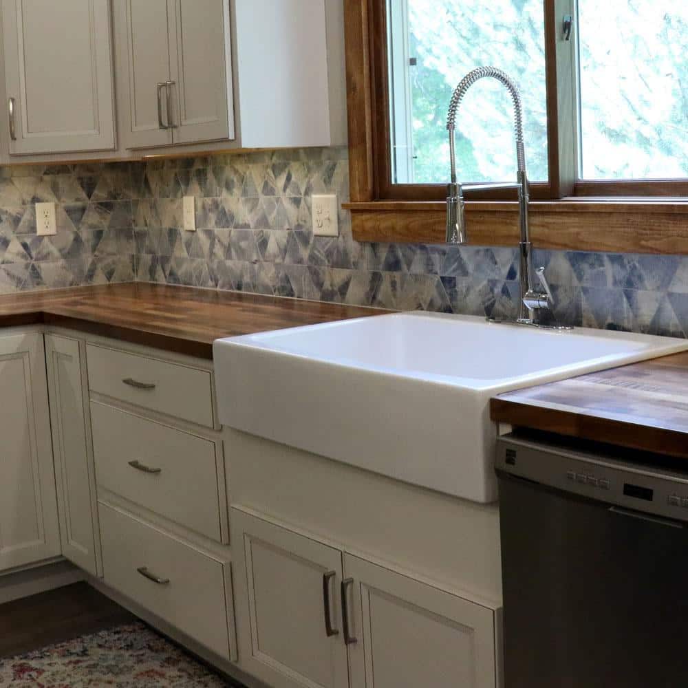 HARDWOOD REFLECTIONS 4 ft. L x 25 in. D Unfinished Walnut Solid Wood Butcher Block Countertop With Square Edge