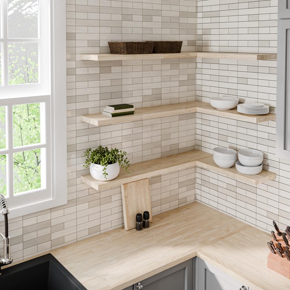 HARDWOOD REFLECTIONS 6 ft. L x 39 in. D Unfinished Hevea Solid Wood Butcher Block Island Countertop With Square Edge