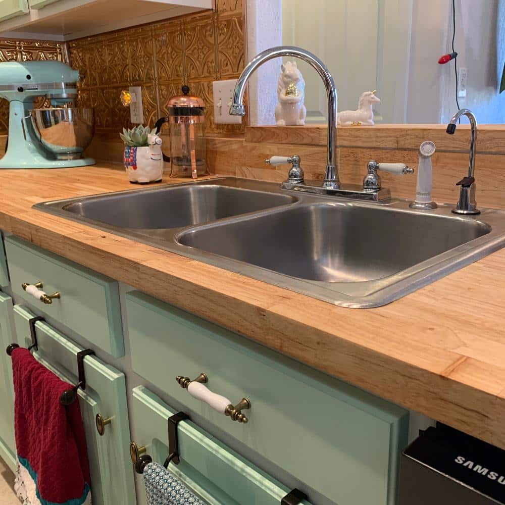 HARDWOOD REFLECTIONS 6 ft. L x 39 in. D Unfinished Hevea Solid Wood Butcher Block Island Countertop With Square Edge