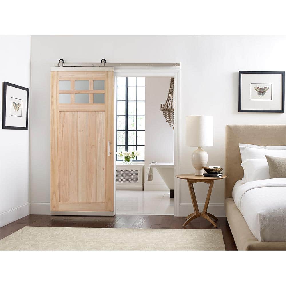 JELD-WEN 36 in. x 80 in. Farmhouse Unfinished Solid Wood 6-Lite Obscure Glass Interior Door Slab