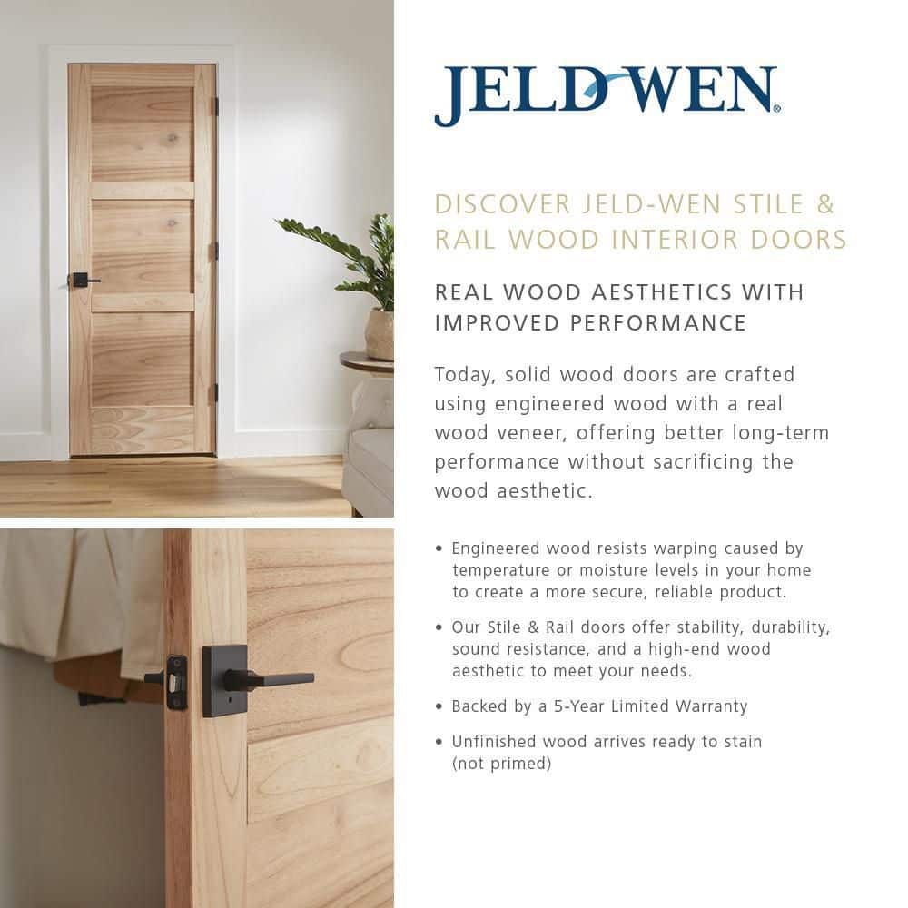 JELD-WEN 36 in. x 80 in. Farmhouse Unfinished Solid Wood 6-Lite Obscure Glass Interior Door Slab