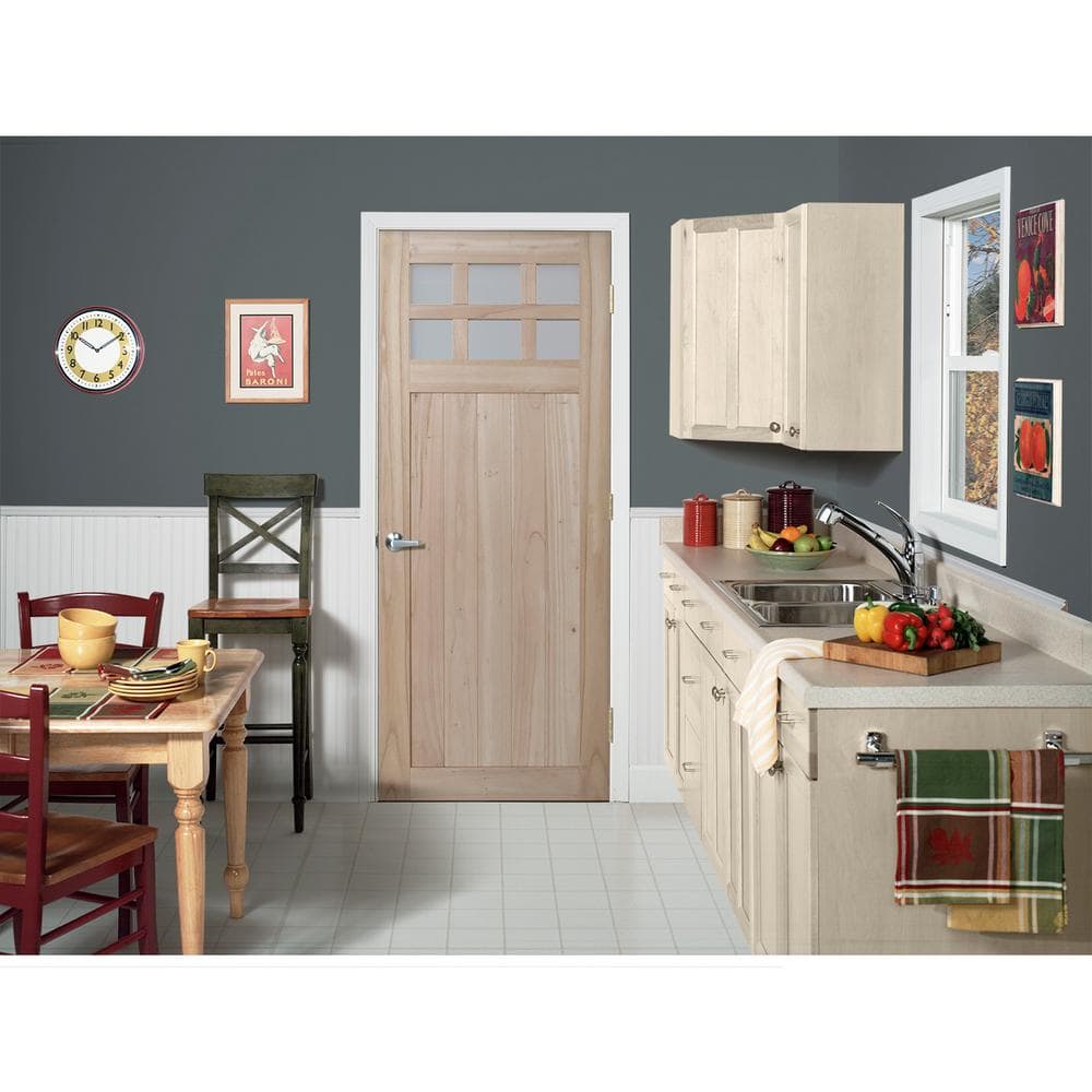 JELD-WEN 36 in. x 80 in. Farmhouse Unfinished Solid Wood 6-Lite Obscure Glass Interior Door Slab