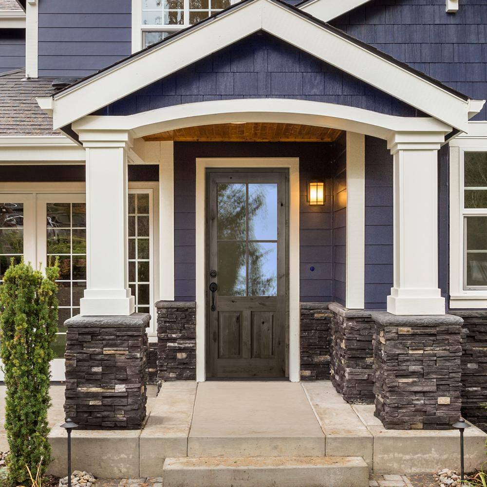 Krosswood Doors 36 in. x 96 in. Rustic Knotty Alder 4-Lite Clear Glass 2-Panel Unfinished Wood Front Door Slab