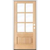 36 in. x 80 in. Farmhouse LH 3/4 Lite Clear Glass Unfinished Douglas Fir Prehung Front Door