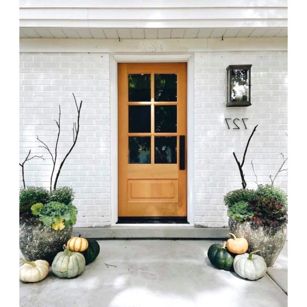36 in. x 80 in. Farmhouse LH 3/4 Lite Clear Glass Unfinished Douglas Fir Prehung Front Door