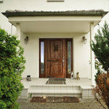 Krosswood Doors 64 in. x 80 in. Mediterranean Alder Arch Top Clear Low‑E Unfinished Wood Left‑Hand Prehung Front Door with Full Sidelites