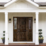 60 in. x 80 in. Mediterranean Alder Sq-Top Clear Low-E Unfinished Wood Right-Hand Prehung Front Door with Half Sidelites by Krosswood Doors