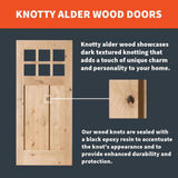 Krosswood Doors 36 in. x 80 in. Rustic Half-Lite Clear Low-E IG Unfinished Knotty Alder Right-Hand Inswing Exterior Prehung Front Door