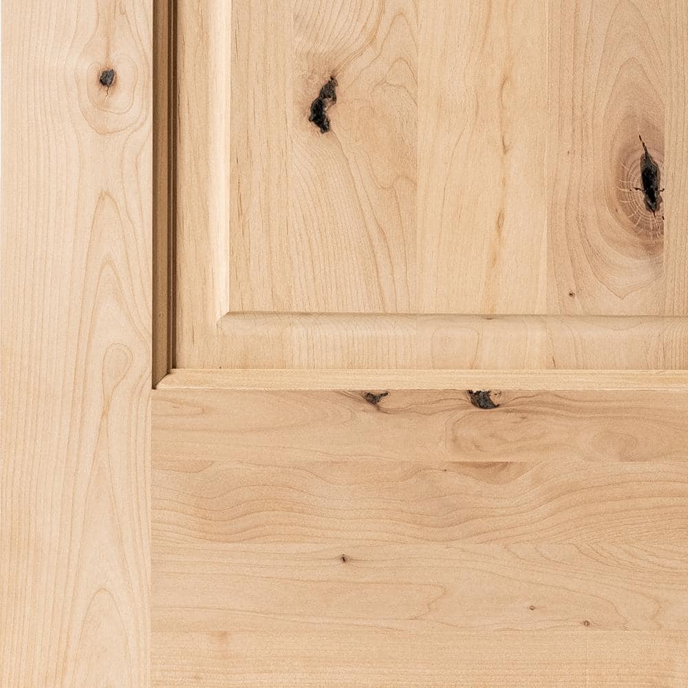 Krosswood Doors 36 in. x 80 in. Rustic Half-Lite Clear Low-E IG Unfinished Knotty Alder Right-Hand Inswing Exterior Prehung Front Door
