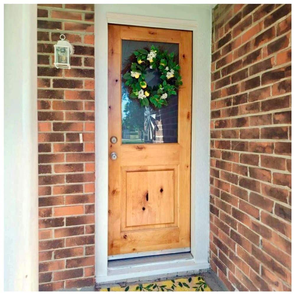 Krosswood Doors 36 in. x 80 in. Rustic Half-Lite Clear Low-E IG Unfinished Knotty Alder Right-Hand Inswing Exterior Prehung Front Door