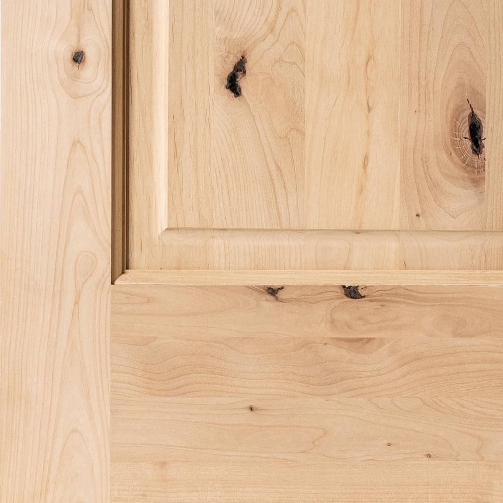 Krosswood Doors 30 in. x 80 in. Rustic Knotty Alder Top Rail Arch Left-Hand Inswing Unfinished Exterior Wood Prehung Front Door