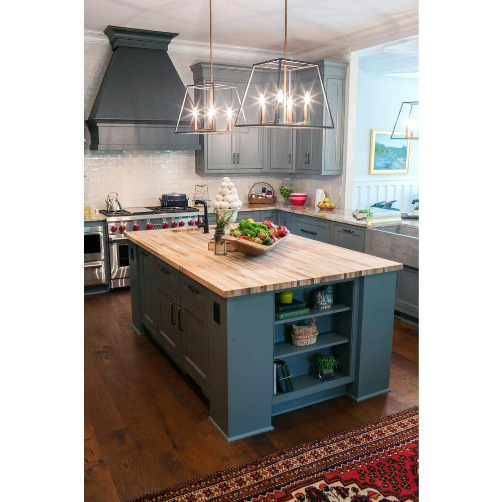 6 ft. L x 36 in. D Unfinished Maple Solid Wood Butcher Block Island Countertop With Square Edge