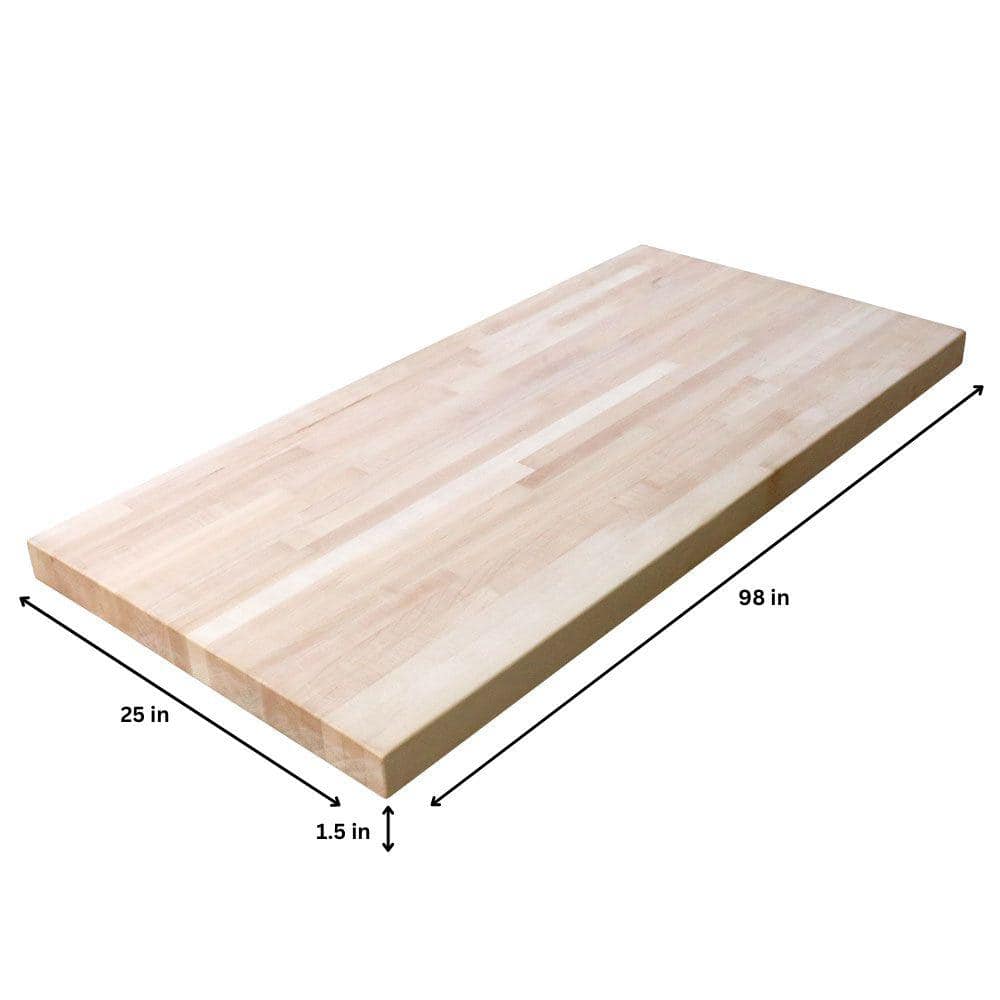 HARDWOOD REFLECTIONS 8 ft. L x 25 in. D Unfinished Maple Solid Wood Butcher Block Countertop With Square Edge
