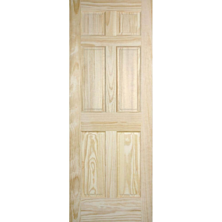 Masonite 30 in. x 80 in. Radiata Smooth 6-Panel Solid Core Unfinished Pine Interior Door Slab