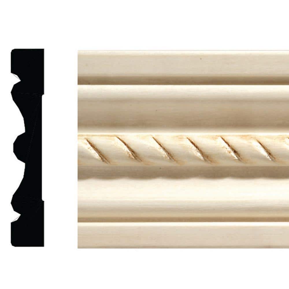 Ornamental Mouldings 1433-7 1/2 in. x 3 in. x 84 in. White Hardwood Embossed Rope Casing Moulding