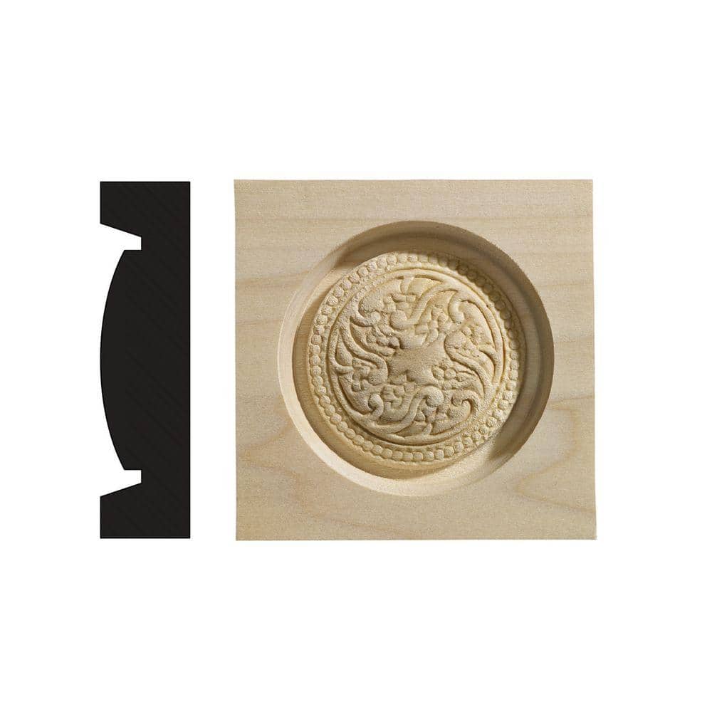 Ornamental Mouldings Whimsey Collection 13/16 in. x 3-1/4 in. x 3-1/4 in. White Hardwood Door and Window Corner Block Moulding